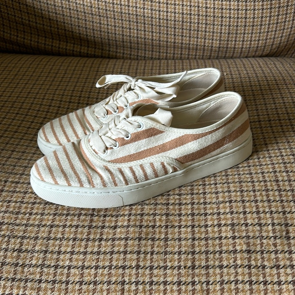 Soludos Striped Sneakers in Tan and Cream Sz 7.5